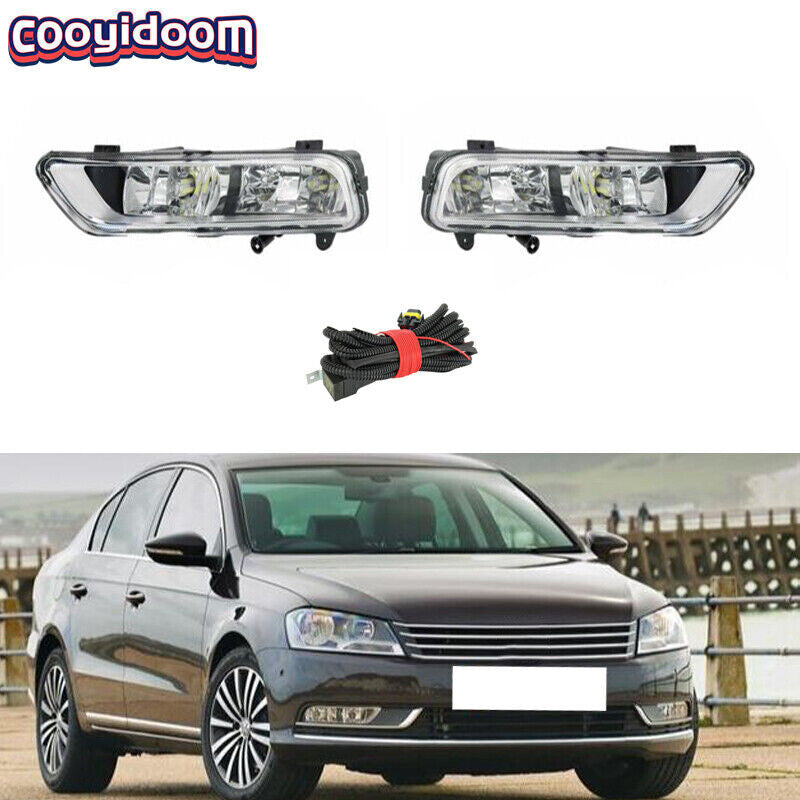 LED front fog lights with wiring harness for Volkswagen for Passat B7 2011 - 2015 (Left + Right -)
