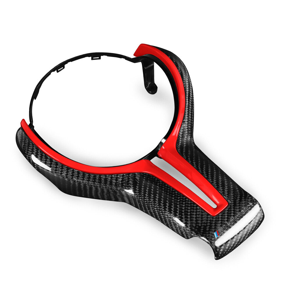 Carbon Fiber Steering Wheel Cover Red Inner Trim for BMW M2 M3 M4 M5 M6 X5M X6M