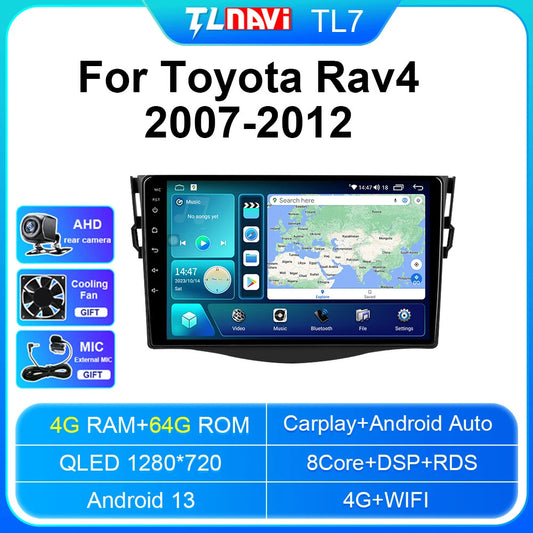 for Toyota RAV 4 2007-2012 Android Car Radio CarPlay GPS Stereo Player Screen
