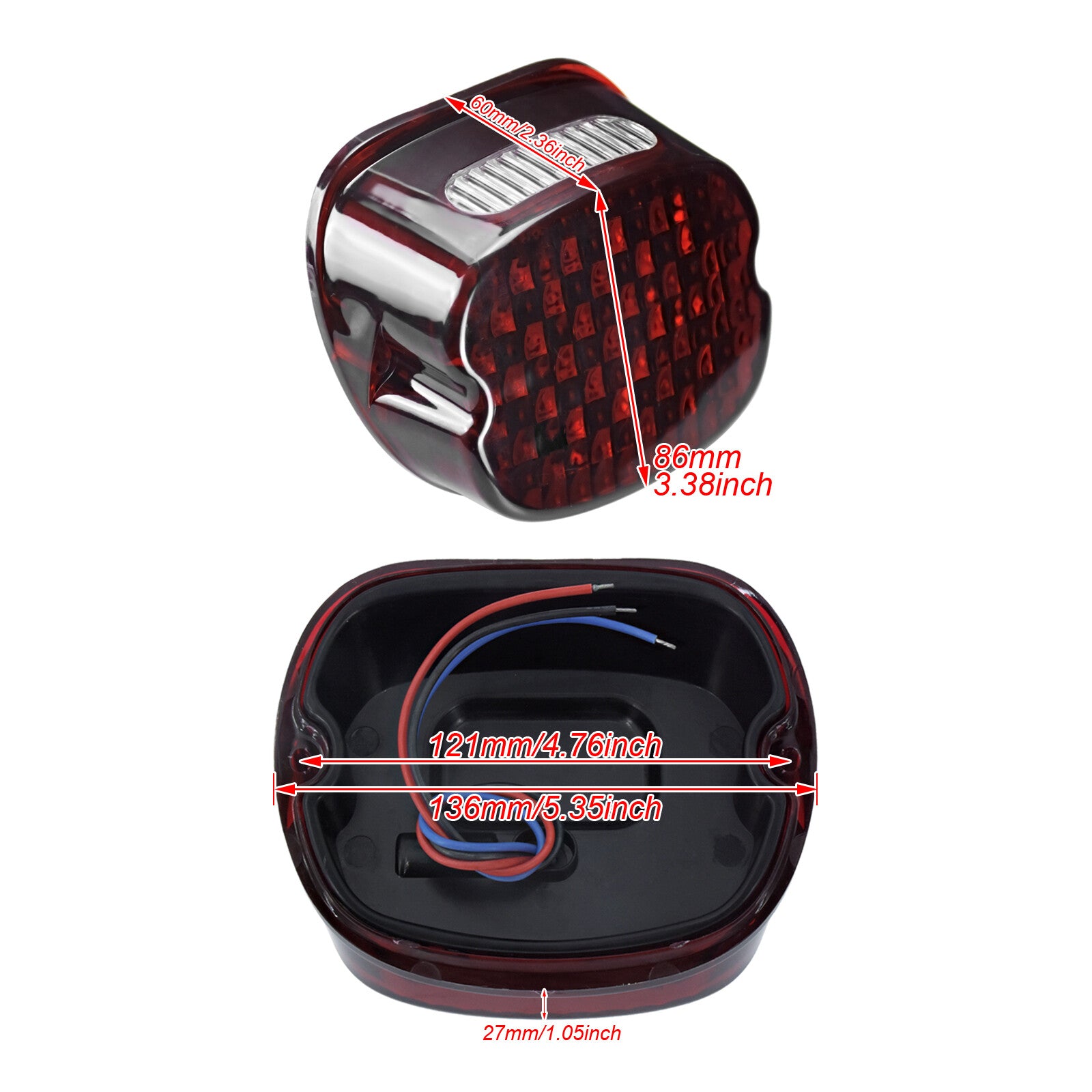 Red LED Rear Brake Tail Light for Harley Touring Dyna Softail Sportster 99-2017