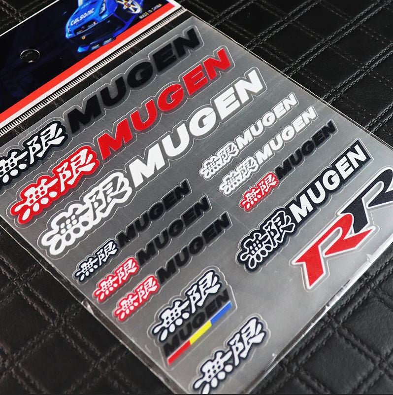 13-Piece Car Reflective Sticker Set, Badges, Decals, Vynil Mugen, for Honda