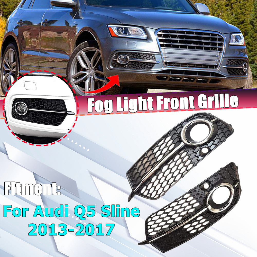 Two front bumper grille fog light cover trims for 2013-2017 for Audi Q5 Sport S Series.