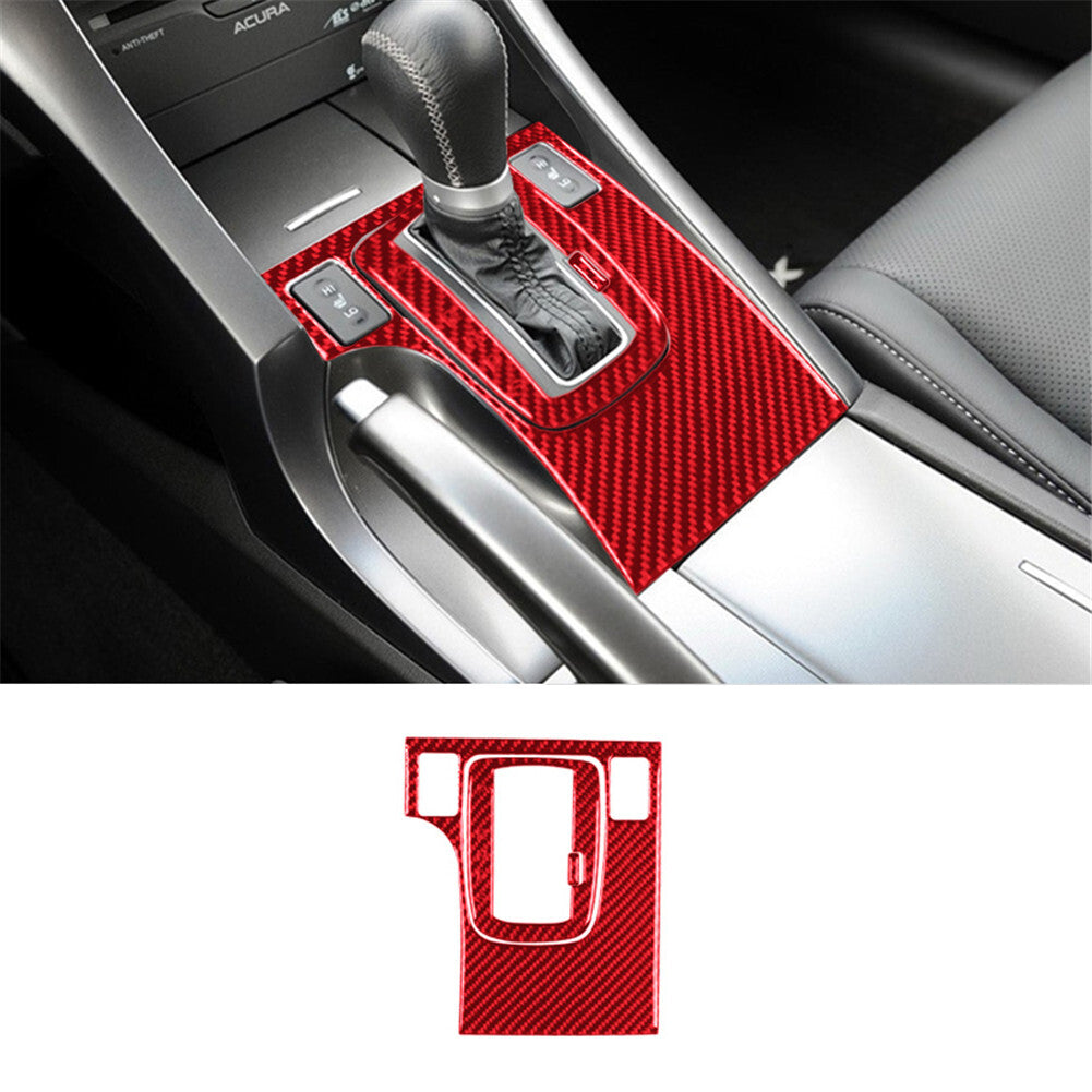 3Pcs Red Carbon Fiber Automatic Gear Shift Cover Trim for Acura TSX 2009-2014