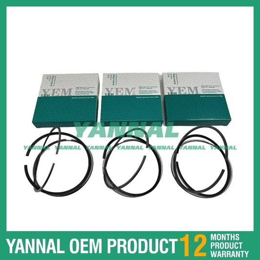 3 new D782 Piston Ring Sets (STD) for Kubota GR2110, ZD21, B7410, and L200 Tractors