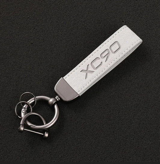 Carbon fiber leather black and red car keychain/key ring for Abarth 500 595