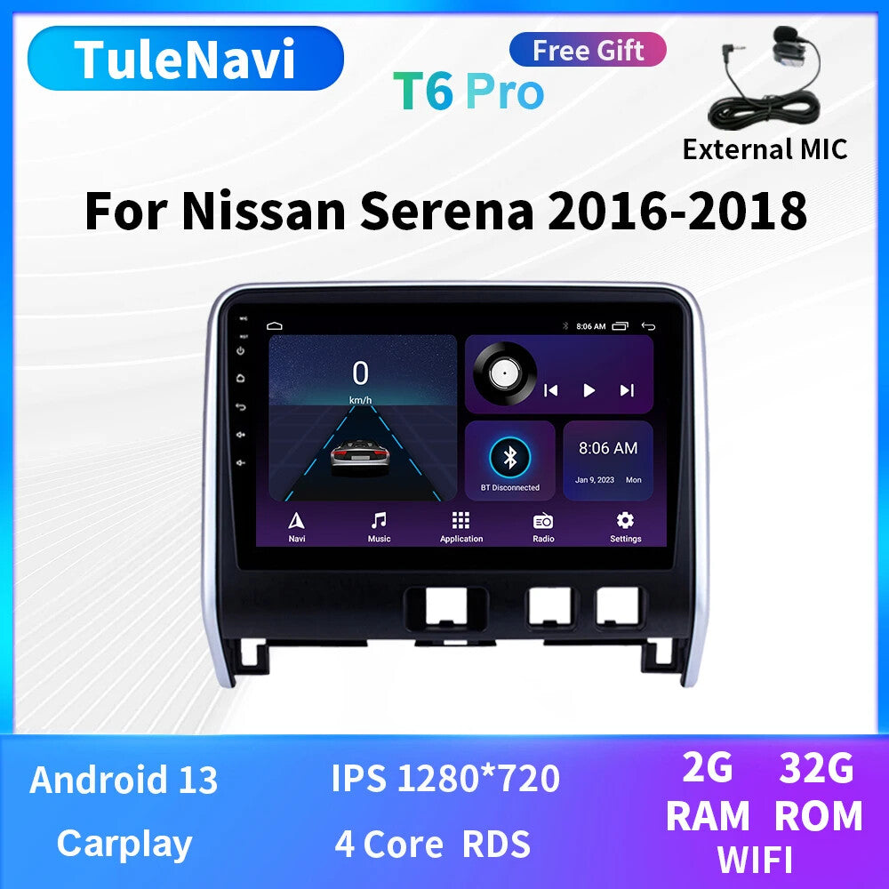 for Nissan Serena 2016-2018 Android CarPlay Car Radio GPS Multimedia Screen 4G