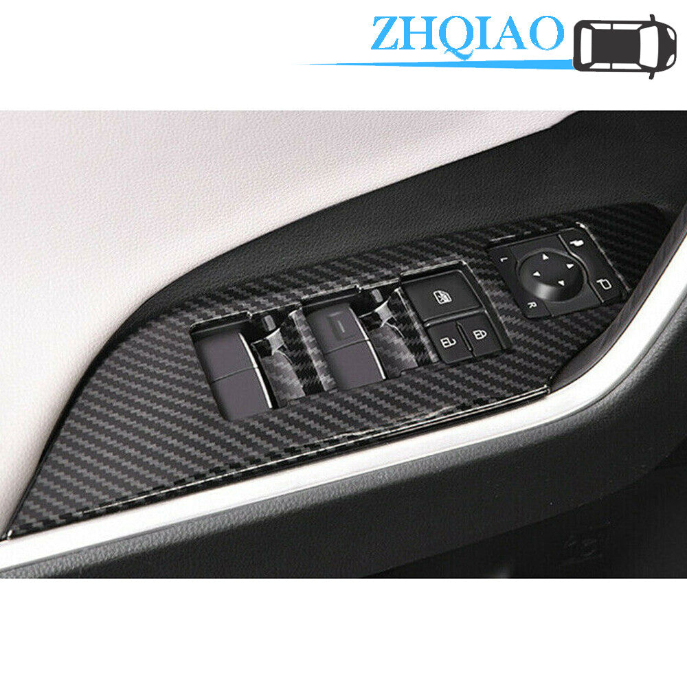 4pcs Carbon Fiber Door Armrest Cover Trim Accessories Fits for Toyota RAV4 2019-2020