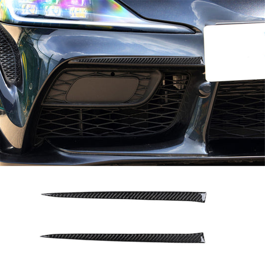 2Pcs Carbon Fiber Front Face Bumper Cover Trim for Toyota Supra A90 2019-2022