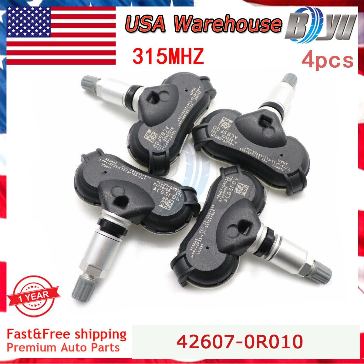 New 42607-0R010 (4) TPMS Tire Pressure Monitor Sensor for Toyota Highlander RAV4