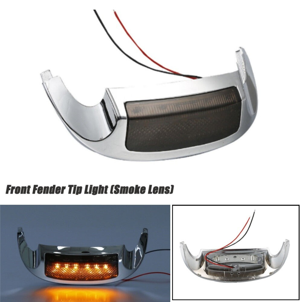 Smoke Front LED Fender Tip Light Lens Fit for Harley Touring Ultra Limited 14-23