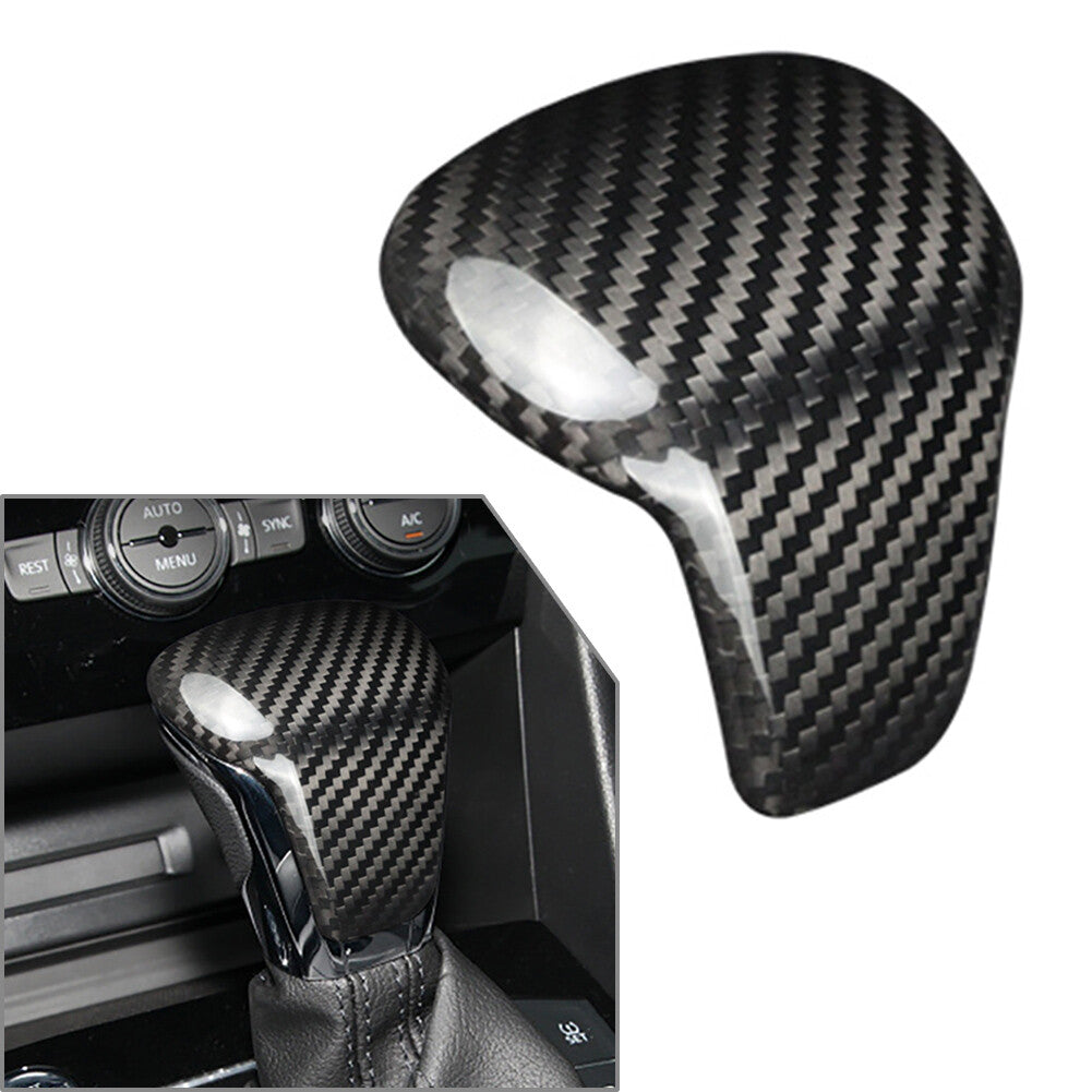 Gear Shift Knob Cover Trim Carbon Fiber Black for Volkswagen for Tiguan 2017-2023