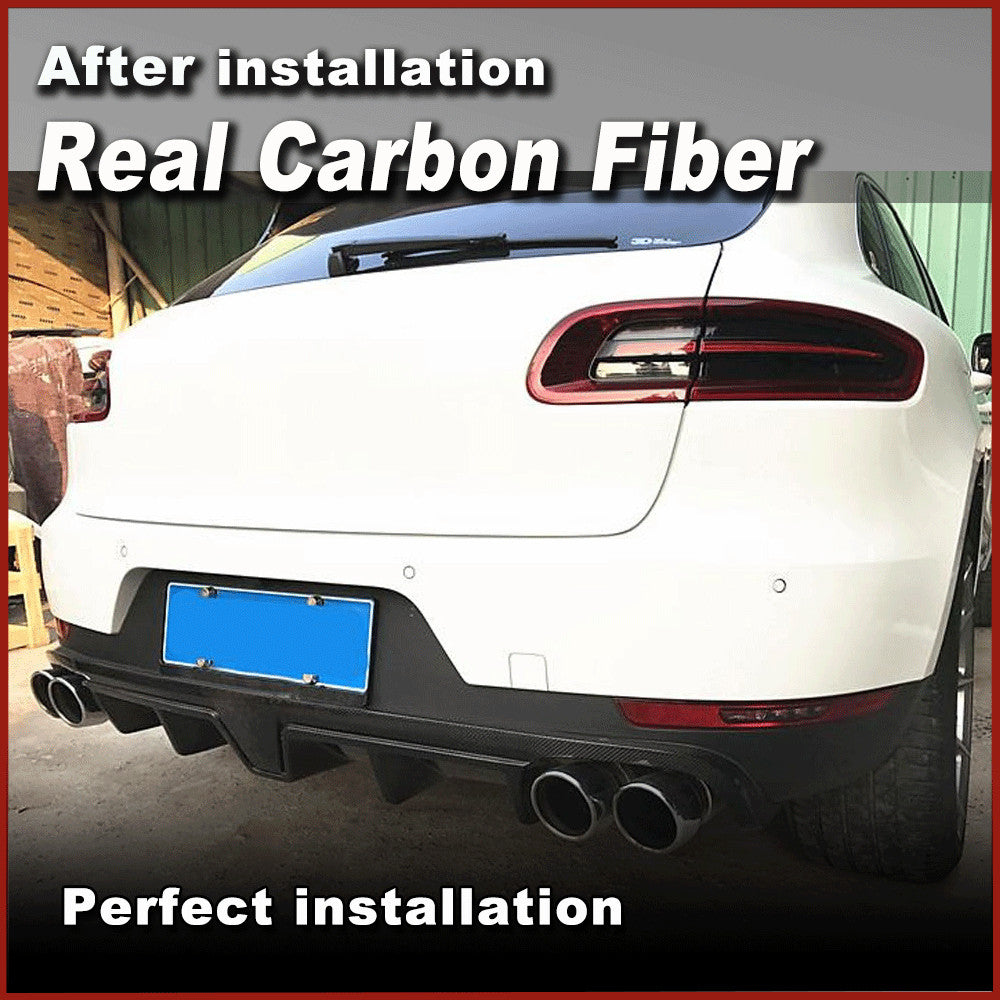Fit for Porsche Macan 2014-20 REAL Carbon Fiber Rear Bumper Diffuser Lip Spoiler