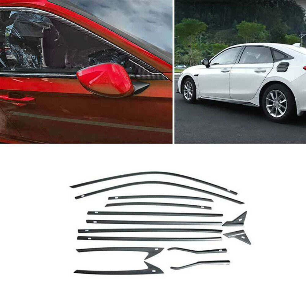 14x for Honda for Civic Sedan 22-23 Carbon Steel Full Window Strip Sill Molding Trim