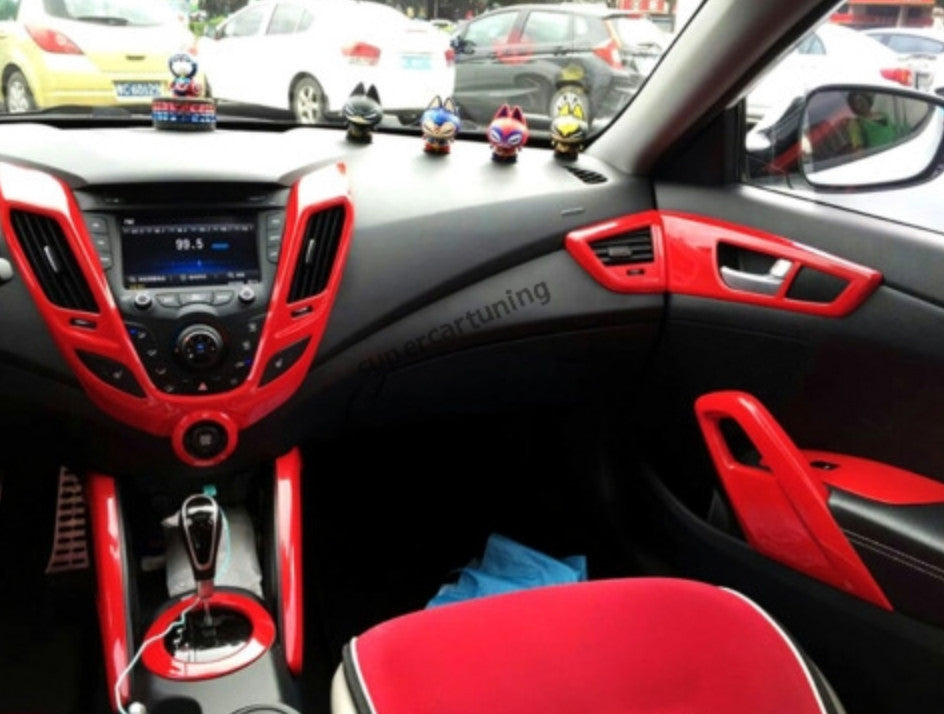 For 2012-2017 for Hyundai for Veloster RED Interior Accessories Whole Kit Covers Trim15