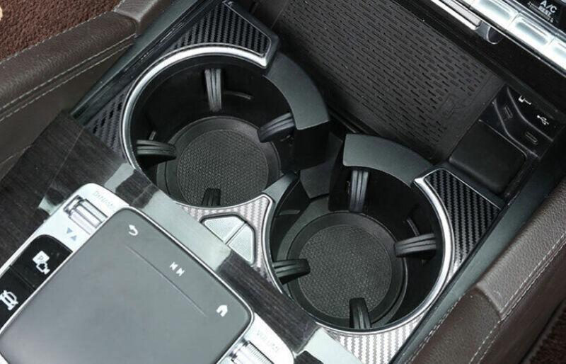 for Benz GLE GLS 2020-22 Steel Carbon Fiber Gear Water Cup Holder Frame Cover 1X