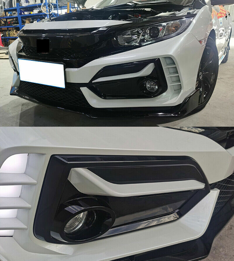 for Honda for Civic Hatchback 2016-2021 Black+White Front Fog Light Frame Lamp Cover