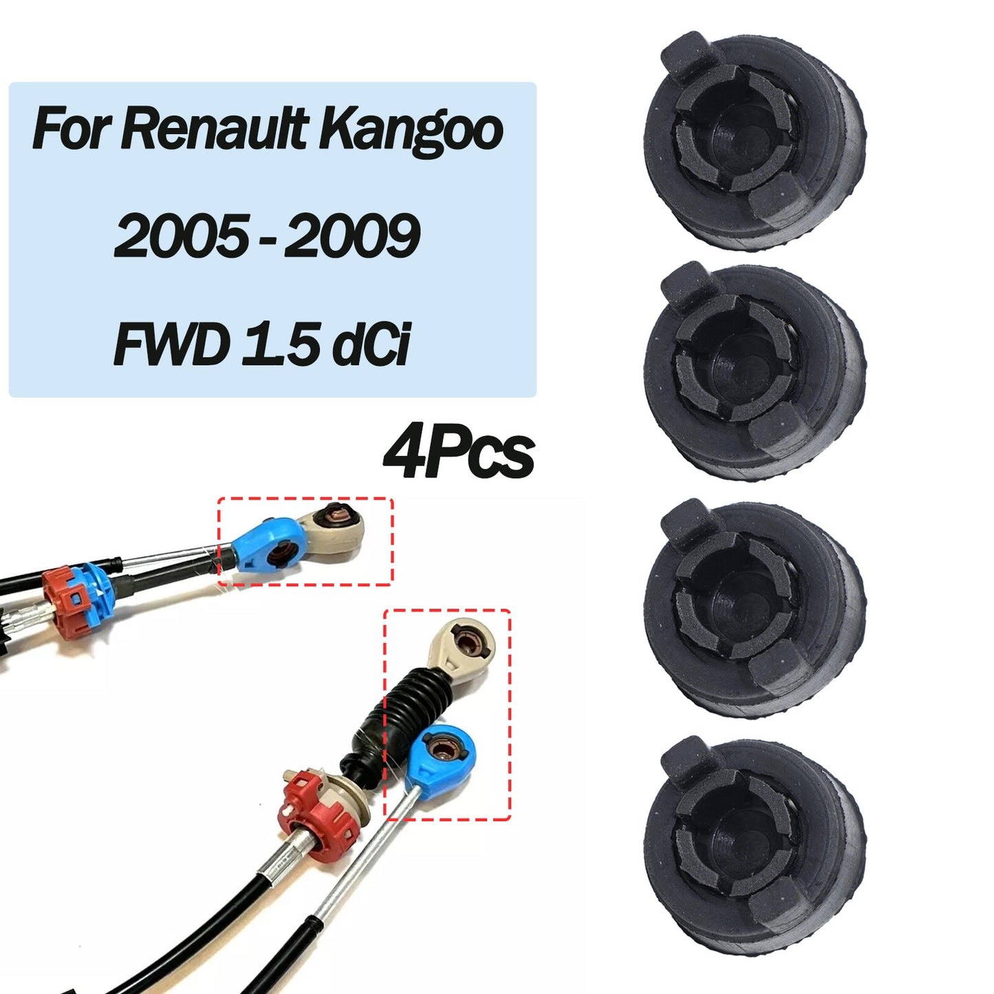 4X Bushing for Renault Kangoo 2005-2009 1.5dCi Gear Shift Cable Linkage End Part