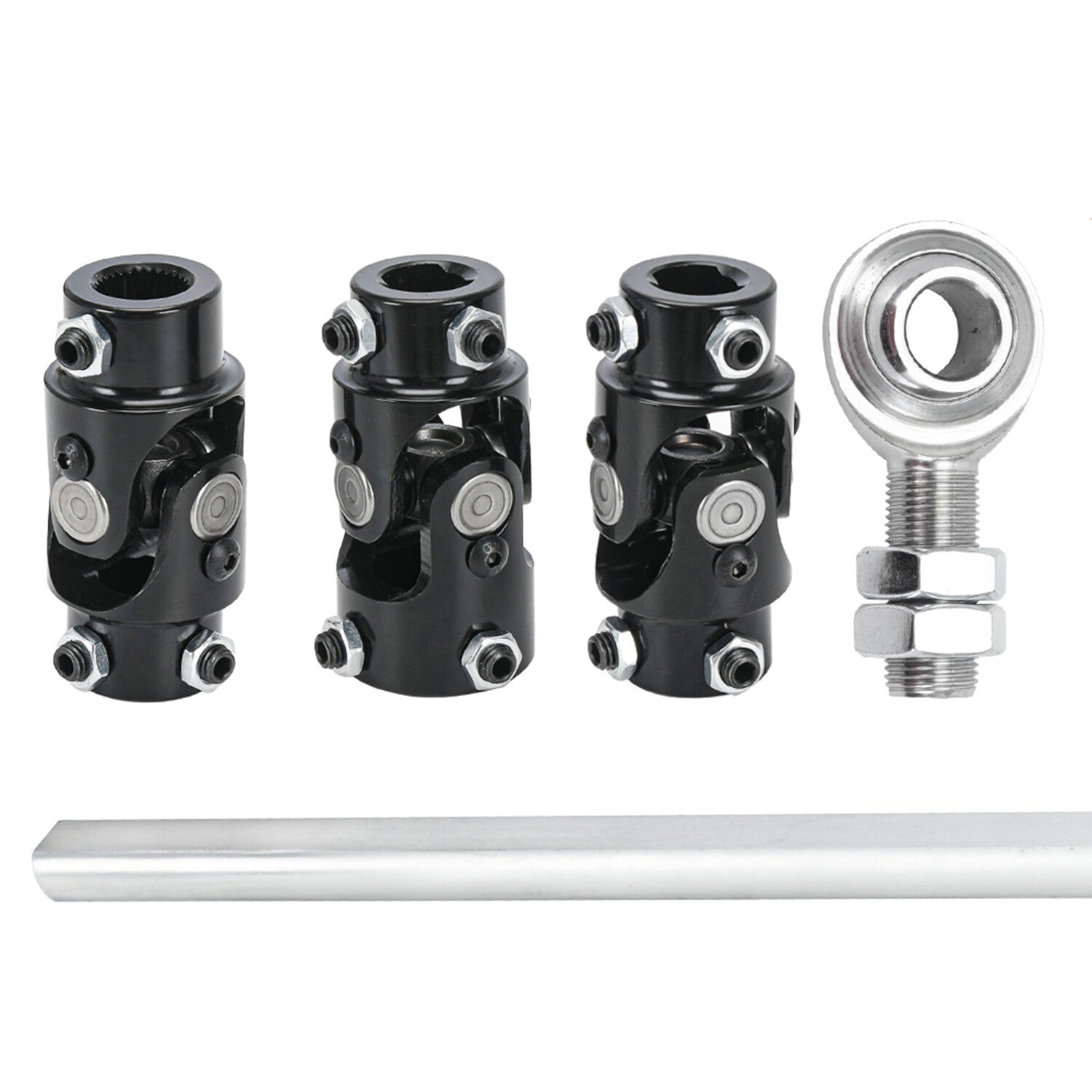 Steering Box Black U Joint 36 Steel Steering Shaft + 3/4 Support Bearing Kit