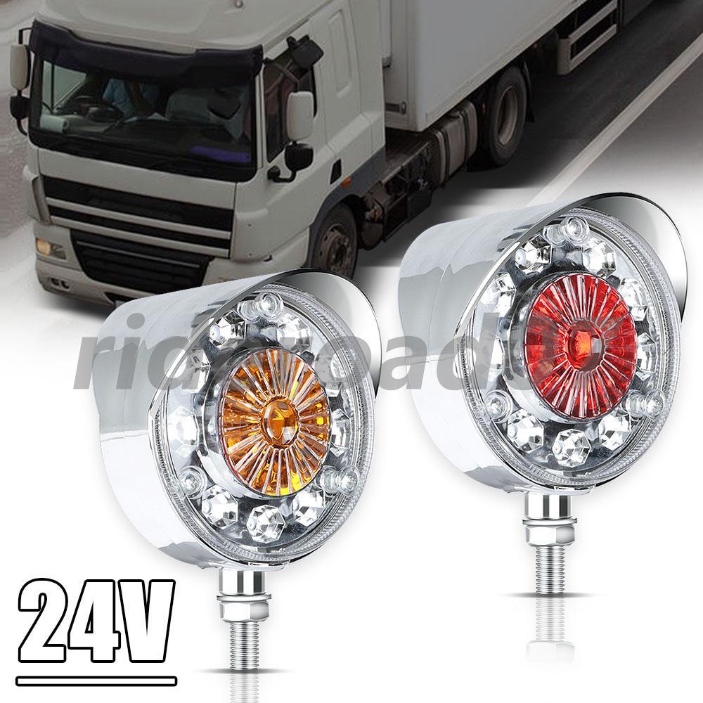 2X LED Double Face Side Round Marker Turn Signal Brake Semi Truck Fender Lights