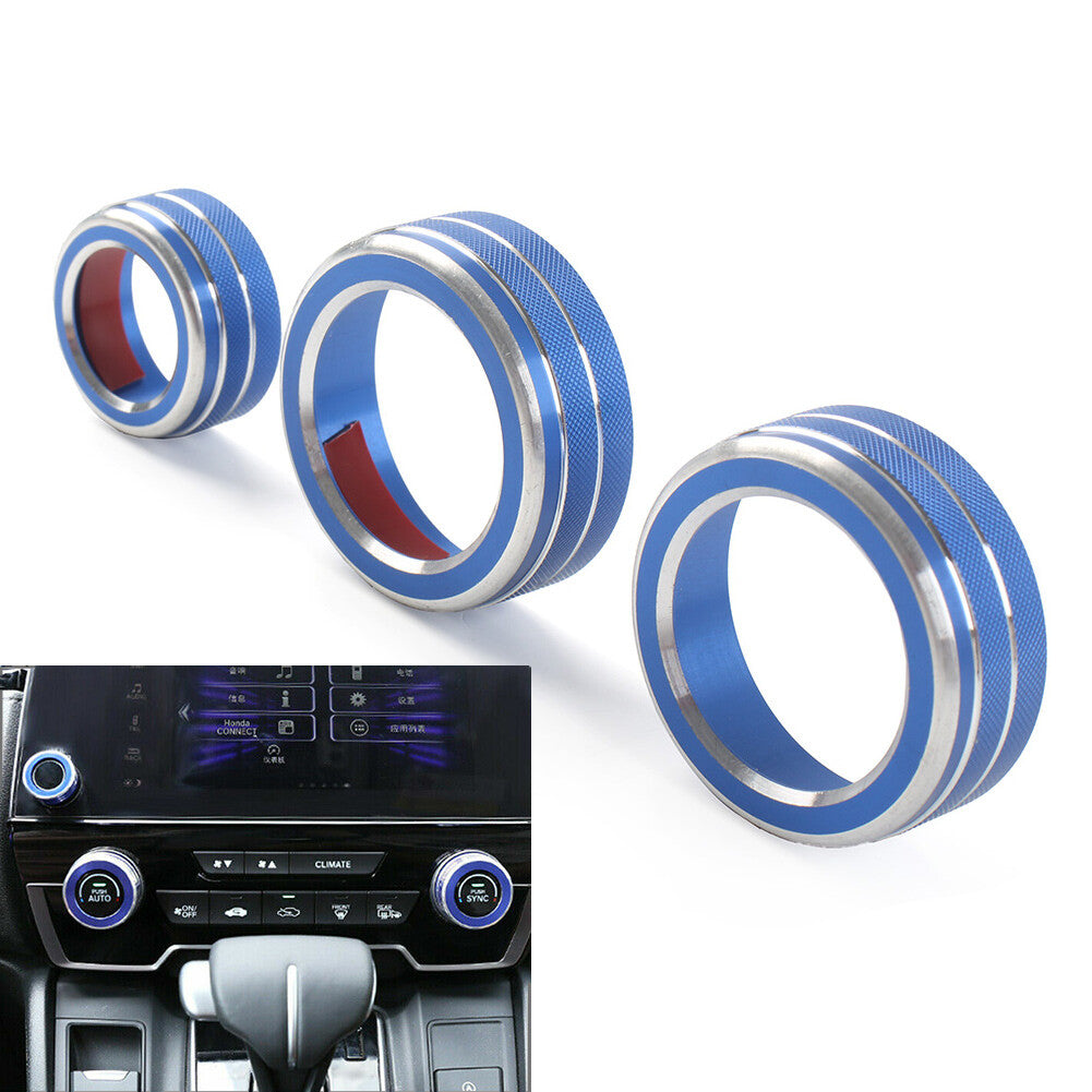 3x Interior AC Climate Switch Knob Ring Cover Trim for Honda CRV 2017-2022 Blue