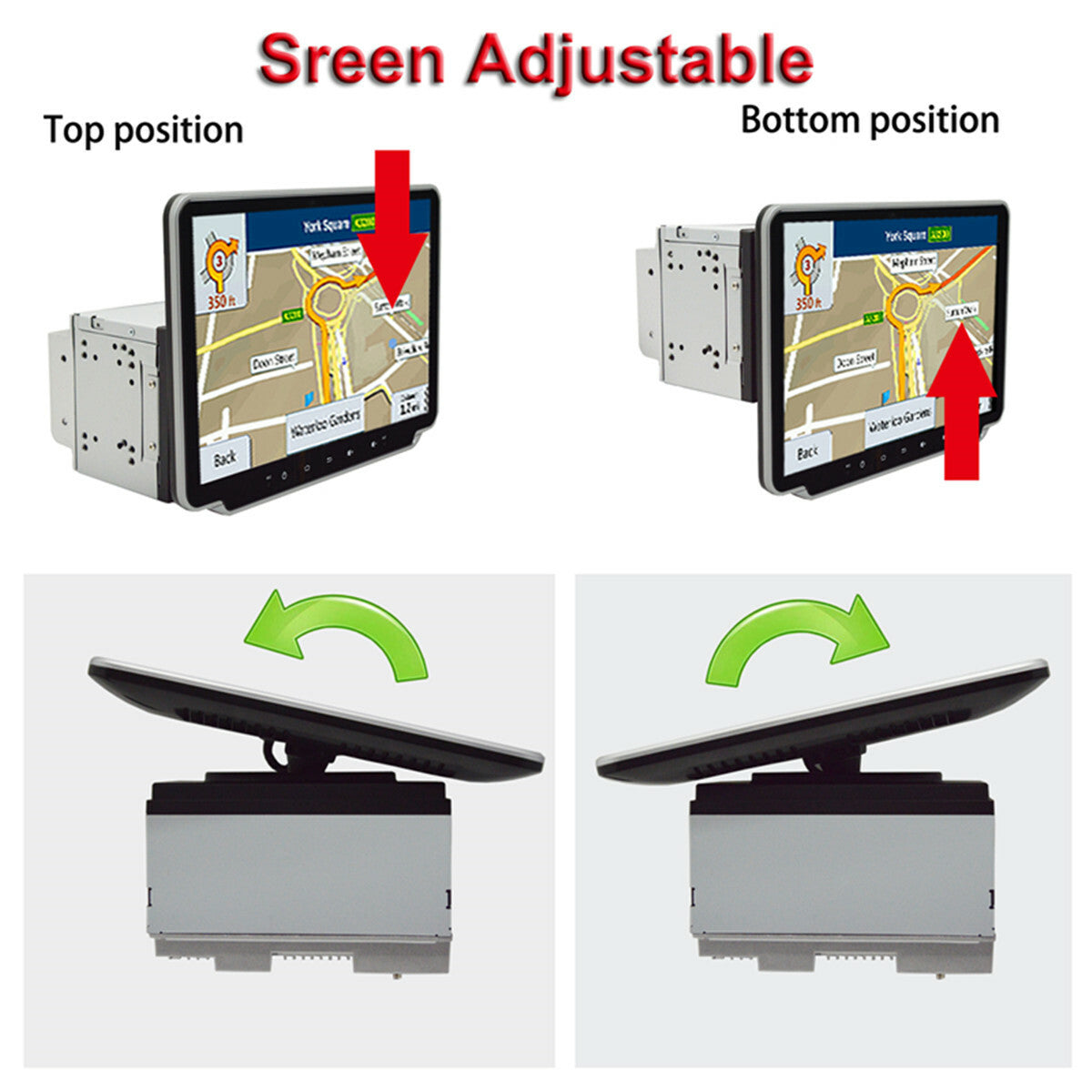Double 2Din Rotatable 10.1'' Android9.1 Touch Screen Car Stereo Radio GPS Wifi