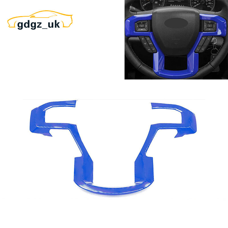 Steering Wheel Trim Decoration Cover Frame Trim for Ford F150 250 350 15-20 Blue