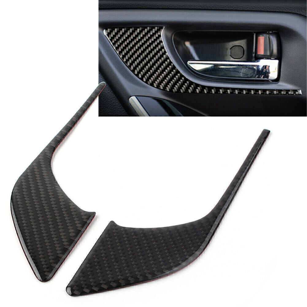 Fit 2013-18 17 for Subaru Forester Carbon Fiber Inner Front Door Handles Cover Trim