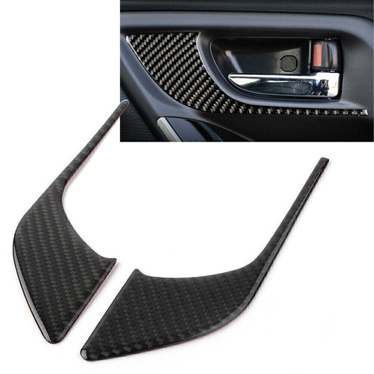 Fit 2013-18 17 for Subaru Forester Carbon Fiber Inner Front Door Handles Cover Trim