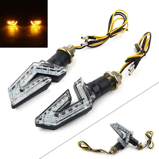 2x Universal Motorcycle LED Turn Signal Blinker Indicators Amber Lights 12V