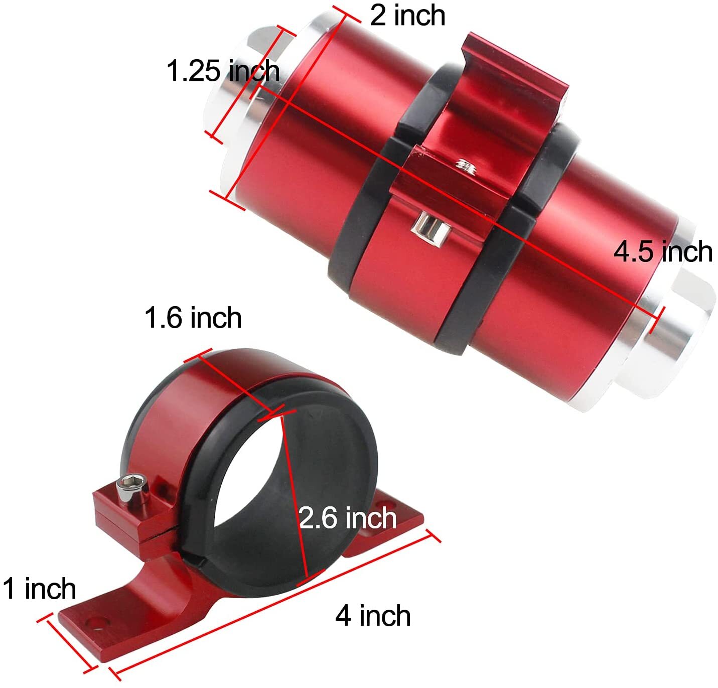 Fuel filter red 10-micron blank direct exhaust fuel/gasoline filter holder AN6/AN8/AN10