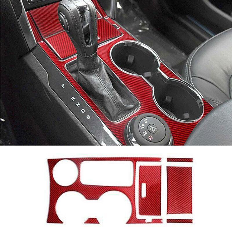 for Ford Explorer 2016-19 Red Carbon Fiber Central Console Gear Shift Panel 6PCS