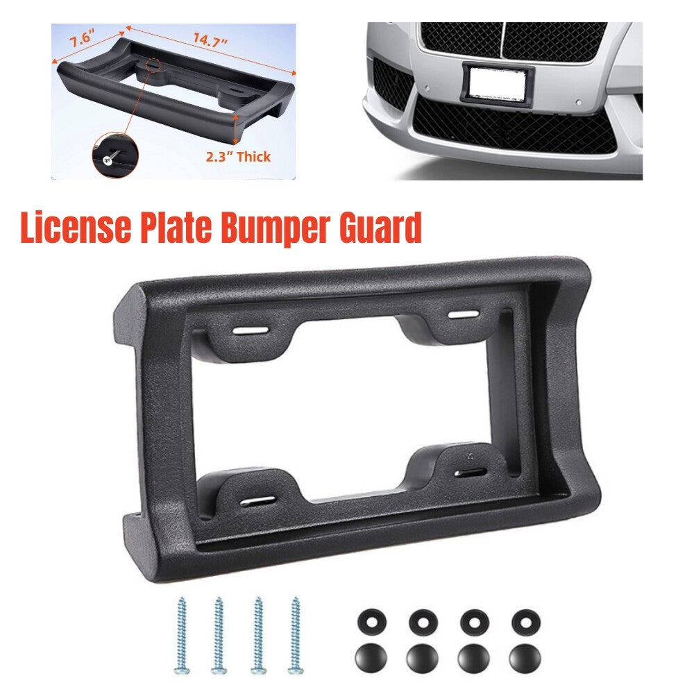 License plate bumper protector with screws and 2.3-inch thick protective rubber kit