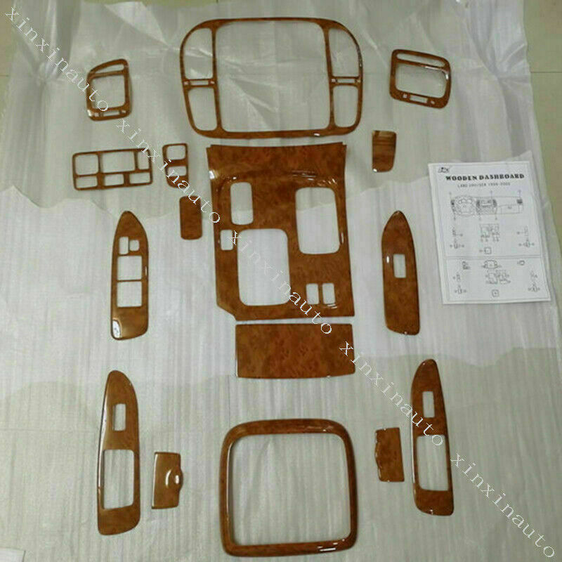 Wood Grain Dash Trim Kit Set for Toyota for LAND CRUISER 1998-02 w/navigation system