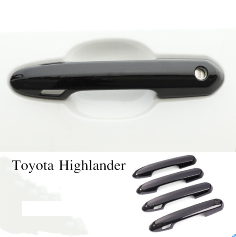 4P Glossy Black Outside Door Handle Cover Trim for Toyota Highlander 2020-2023