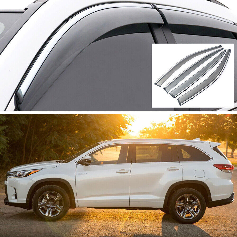 Side Window Deflector Visors Rain Guard Vent Shade for Toyota Highlander 14-2019