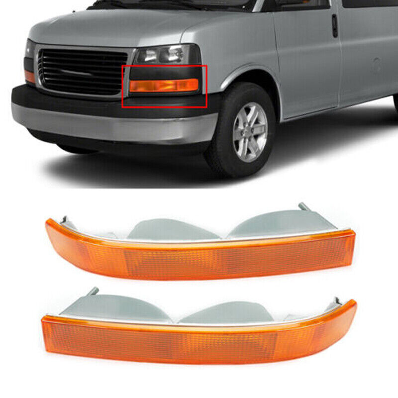 Front turn signal lights (no bulb, yellow) applicable to for Chevrolet for GMC Van 1500 2500 2003-19