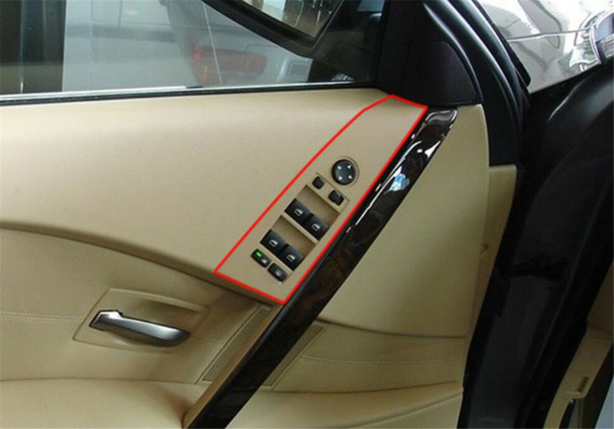 Carbon Fiber ABS Window Lift Switch Button Trim for BMW 5 Series E60 E61 2004-06