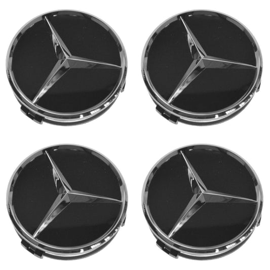 Equipment Manufacturer High-Gloss Chrome and Black Wheel Center Cap 4-Piece Set for New for Mercedes-Benz