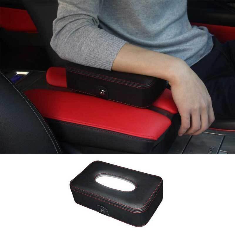 Black+Red Leather Console Storage Box Cover Trim 1PCS for Ford Ranger 2015-2022
