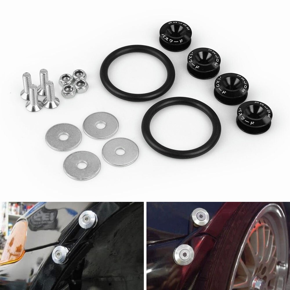 Black JDM Quick Release Fasteners Car Bumpers Trunk Fender Hatch Lids Kit