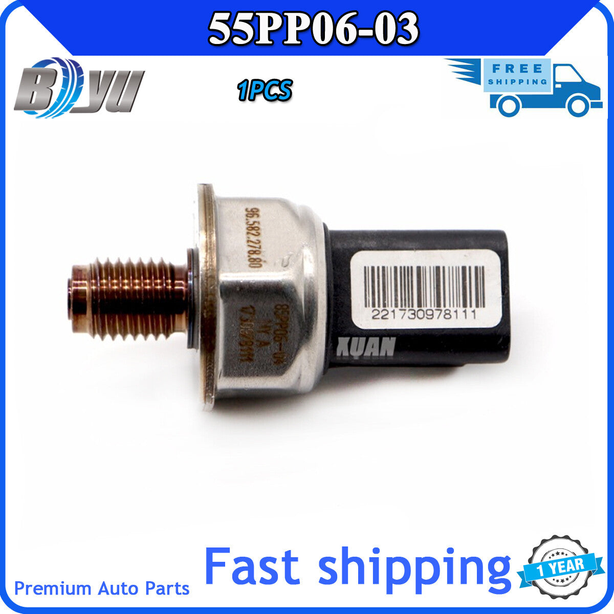 55PP06-03 Fuel Rail High Pressure Sensor Valve for Citro?n C2 C3 C4 C5 Berlingo