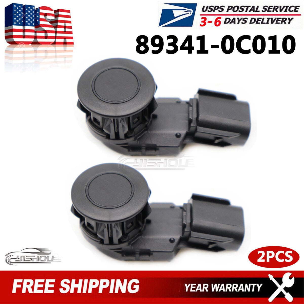 2x Bumper Parking Sensor Black 89341-0C010 for Toyota RAV4 Tacoma Tundra 2014-18