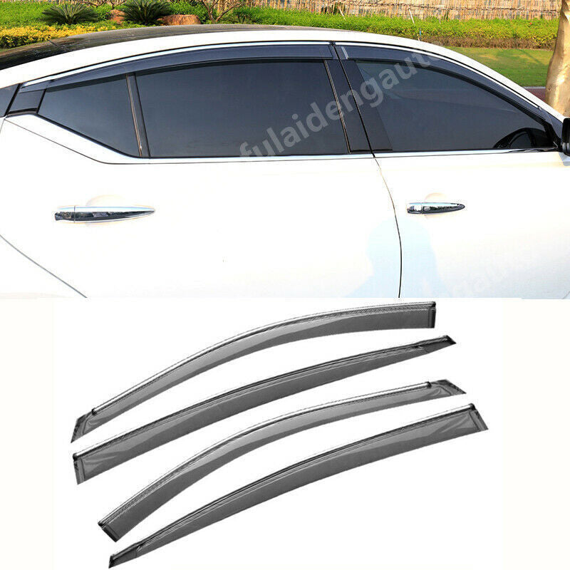 for Nissan Altima/Teana 2019-2024 Black+Window Visor Shades Sun Rain Guard 4pcs