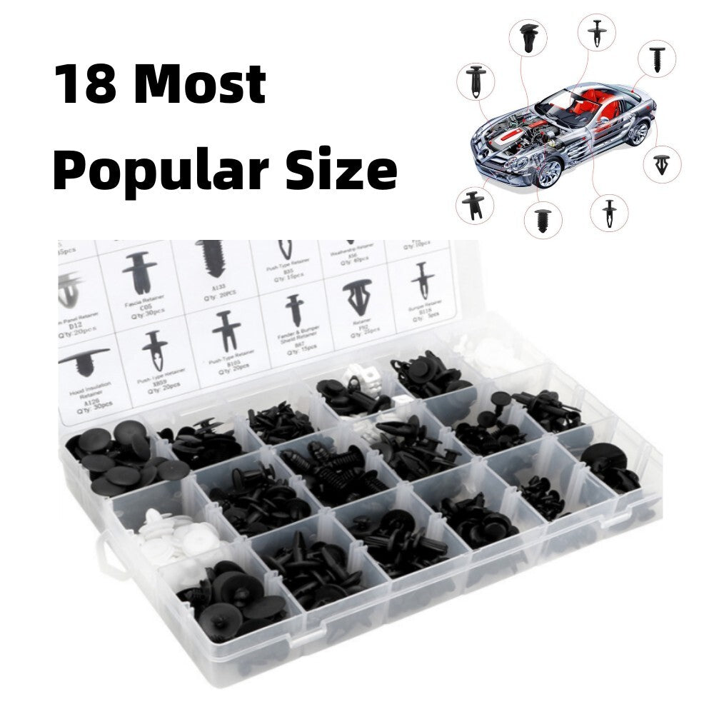 415-piece pack of car fasteners and clips, 18 sizes available, selling plastic rivets.