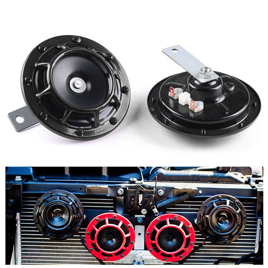 Black Super Loud Blast Tone Grill Mount 12v Electric Compact Car Horn 335/400HZ