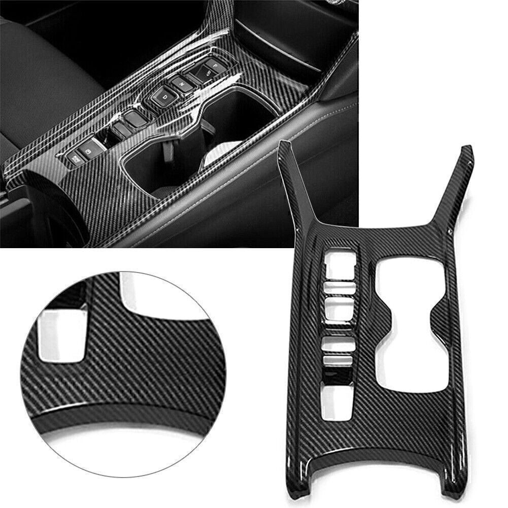 1X Carbon Fiber Black Gear Shift Box Panel Cover Trim for Honda Accord 2018-2022