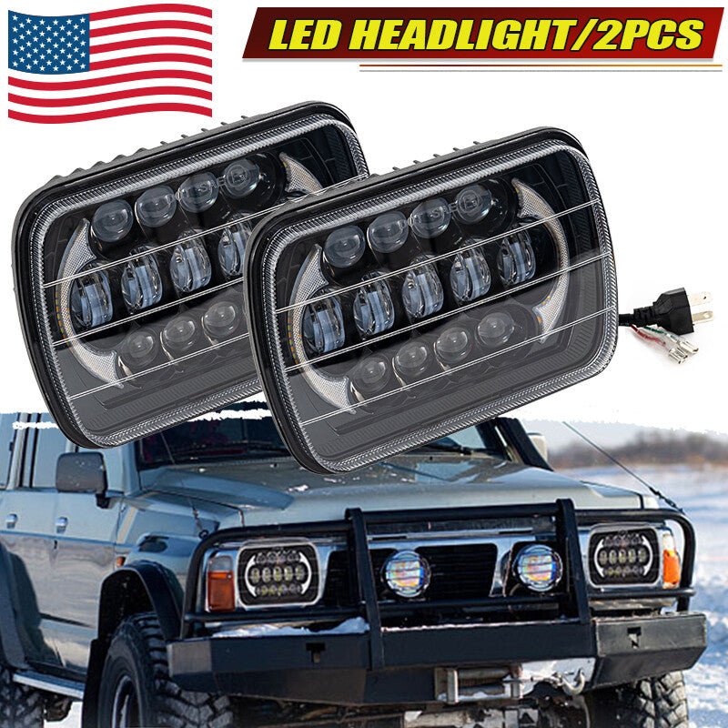 A pair of 5x7-inch and 7x6-inch LED headlights (DRLs) are suitable for Ford E-150, E-250, Econoline, Van Club Wagon.