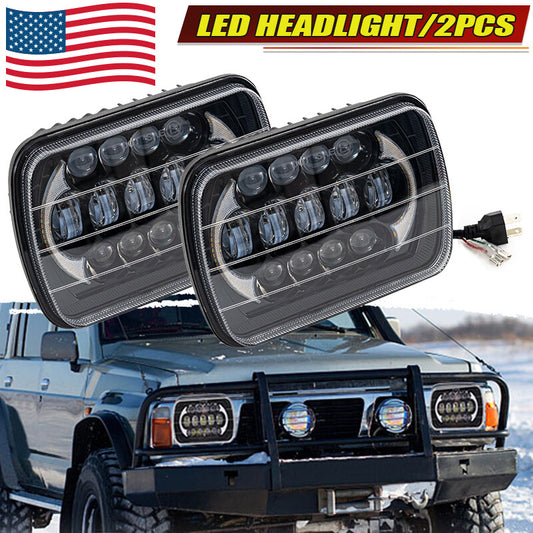 A pair of 5x7-inch and 7x6-inch LED headlights (DRLs) are suitable for Ford E-150, E-250, Econoline, Van Club Wagon.