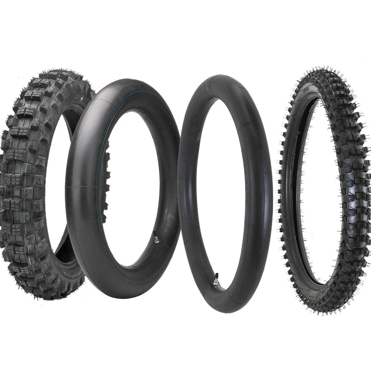 Front 80/100-21 + Rear 120/90-18 tire and tubing combination suitable for motorcycles, motocross, M/S