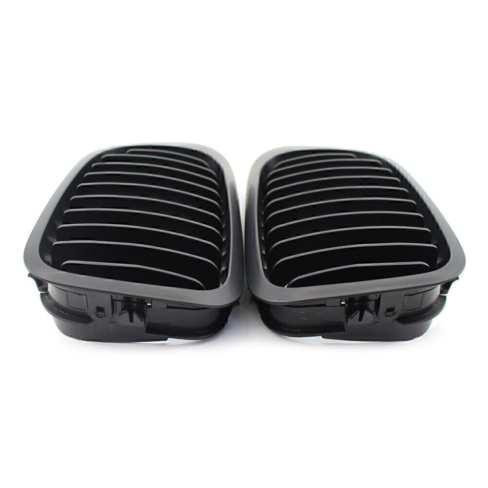 Front Kidney Bumper Grille Single Slat Matte Black for BMW 3 Series E46 Coupe